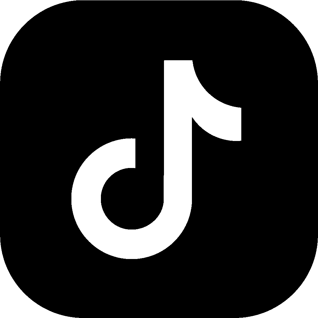 Das Bild zeigt das weiße TikTok-Logo, eine stilisierte Musiknote, zentriert auf einem soliden schwarzen, runden Hintergrund.